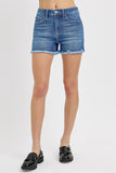 Risen Denim Shorts | Tummy Control Fray Hem Medium