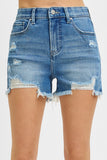 Risen Denim Shorts | Tummy Control Distressed Medium