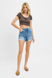 Risen Denim Shorts | Tummy Control Distressed Medium