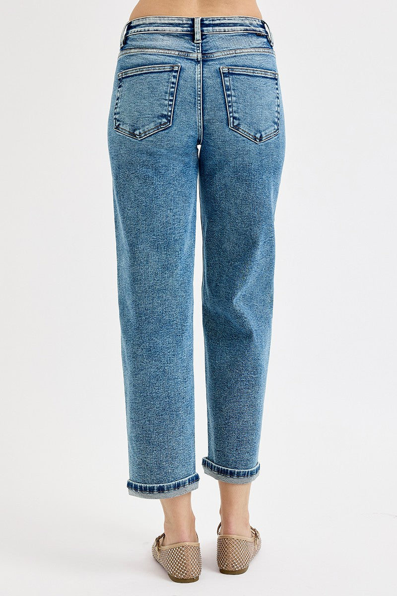 Risen Jeans | High Rise Crop Boyfriend Cuffed