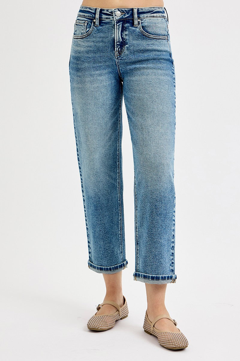 Risen Jeans | High Rise Crop Boyfriend Cuffed