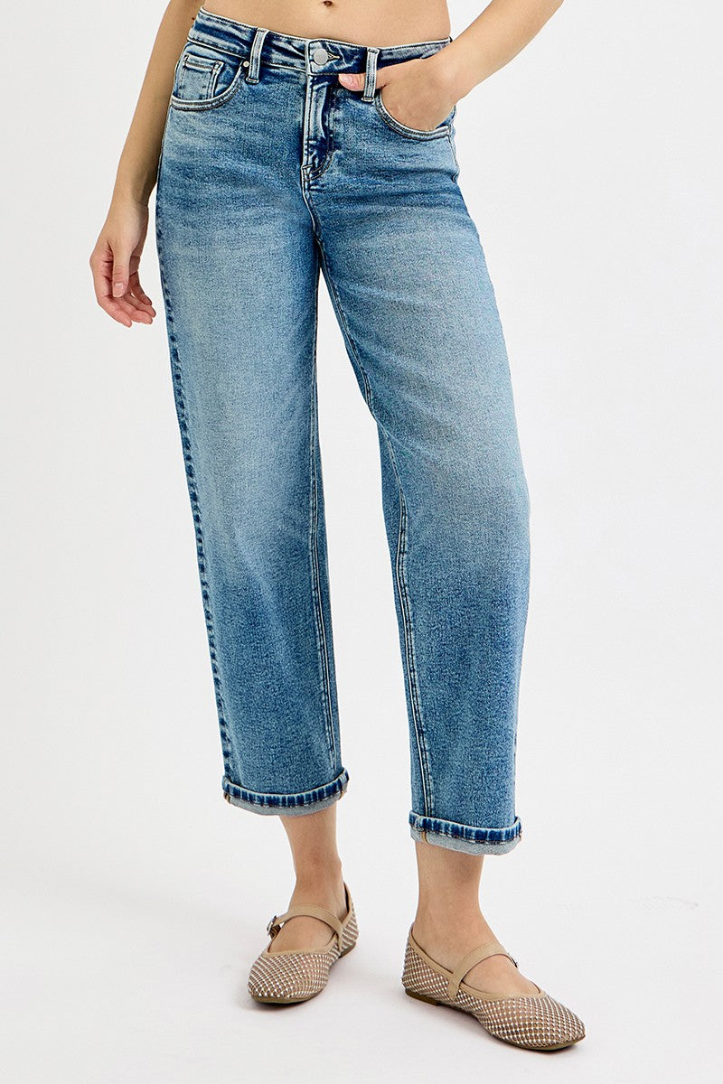 Risen Jeans | High Rise Crop Boyfriend Cuffed