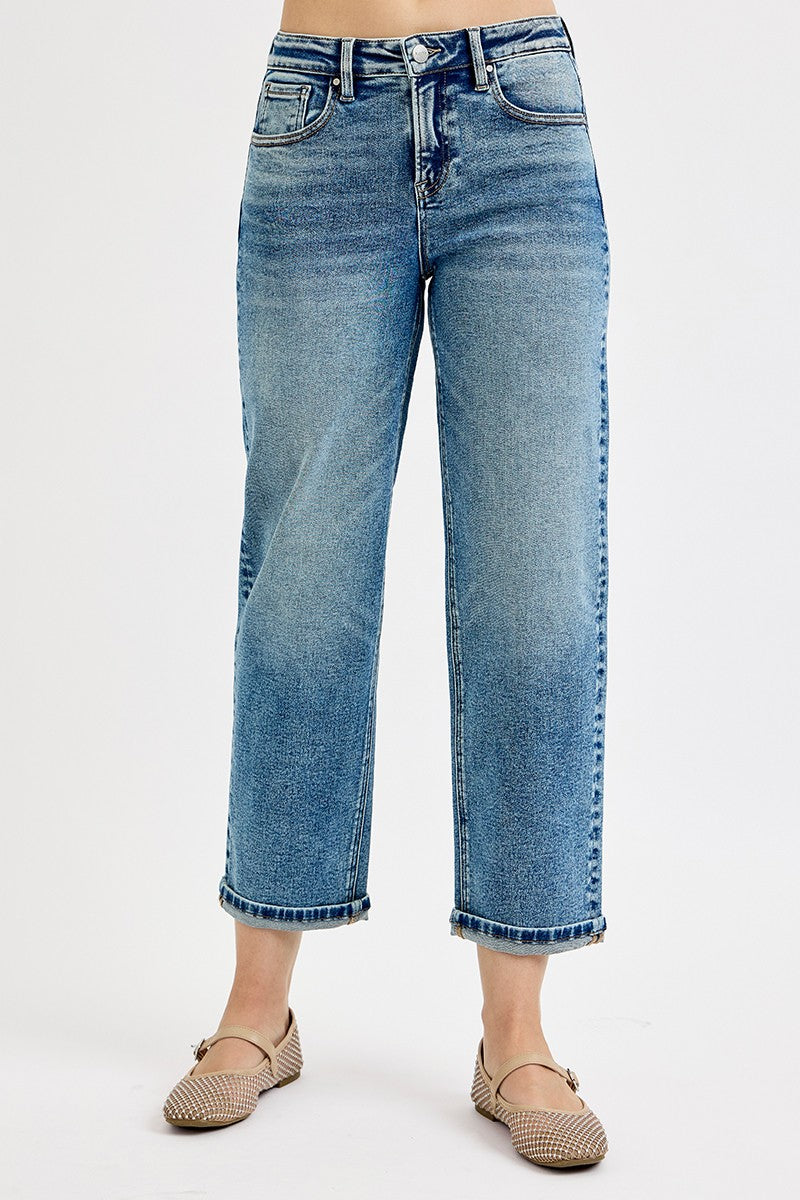 Risen Jeans | High Rise Crop Boyfriend Cuffed