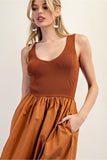 Sleeveless Ribbed Ruffle Maxi Dress | Terra Cotta