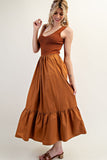 Sleeveless Ribbed Ruffle Maxi Dress | Terra Cotta