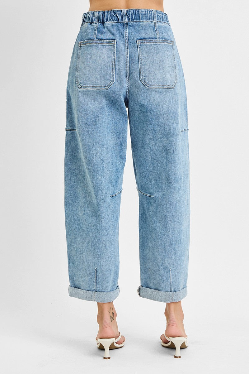 Risen Jeans | High Rise Crop Barrel Cargo