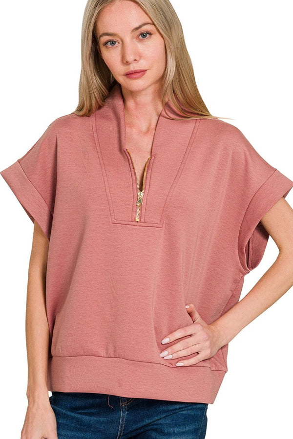 Scuba Half Zip Pullover | Winter Rose