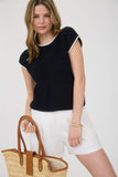 Contrast Trim Sweater Top | Navy