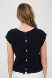 Contrast Trim Sweater Top | Navy