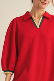 Festive Collared Tunic Dress | Red