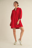 Festive Collared Tunic Dress | Red