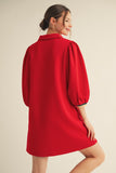 Festive Collared Tunic Dress | Red