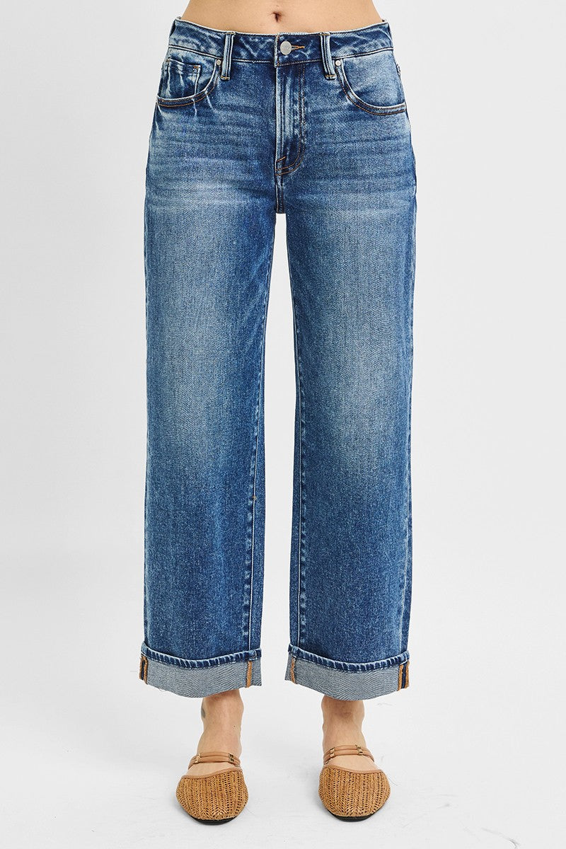Risen Jeans | Mid Rise Ankle Turn Up Cuffed