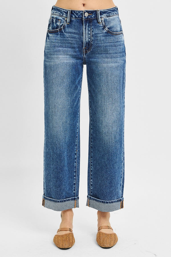 Risen Jeans | Mid Rise Ankle Turn Up Cuffed