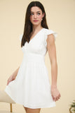 V-Neck Ruffle Sleeve Dress | White