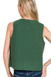 Tie Front Sweater Vest | Dark Green