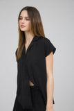 Lightweight Collared Button Up Top | Black