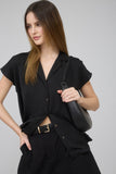 Lightweight Collared Button Up Top | Black