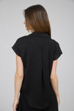 Lightweight Collared Button Up Top | Black
