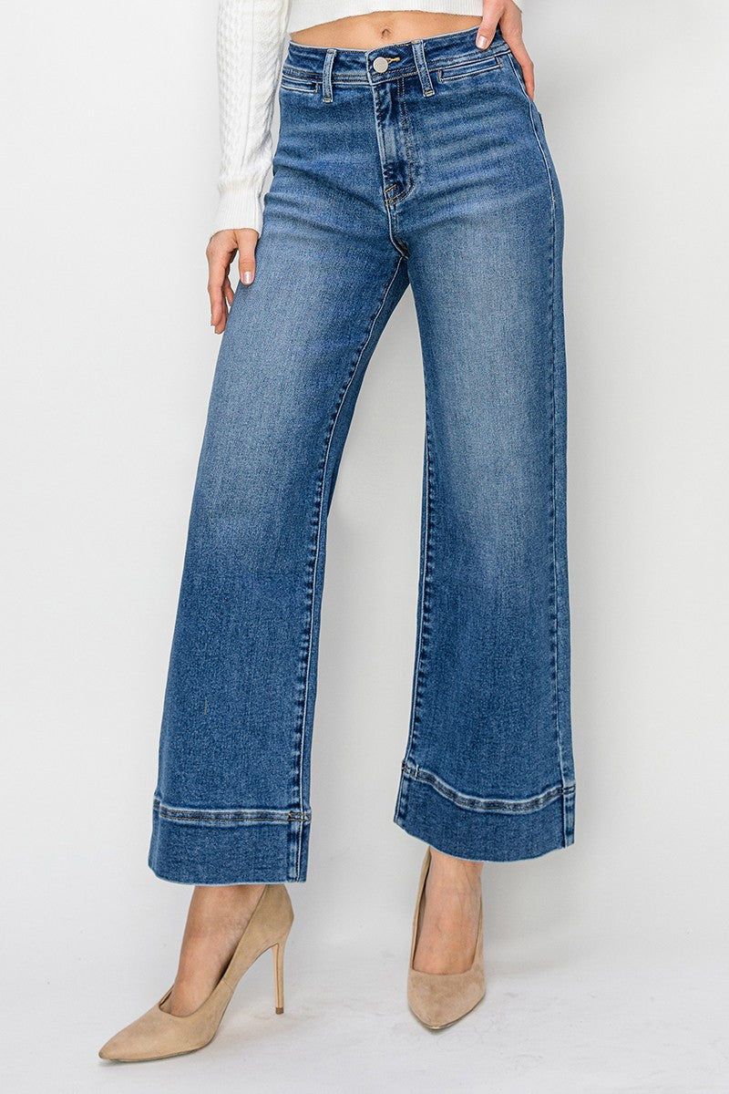 Risen Jeans | High Rise Crop Wide Front Pocket
