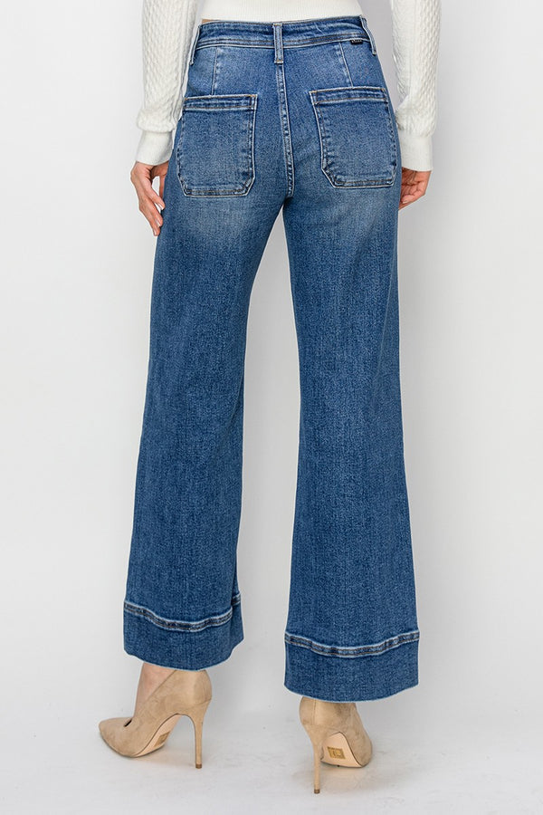 Risen Jeans | High Rise Crop Wide Front Pocket