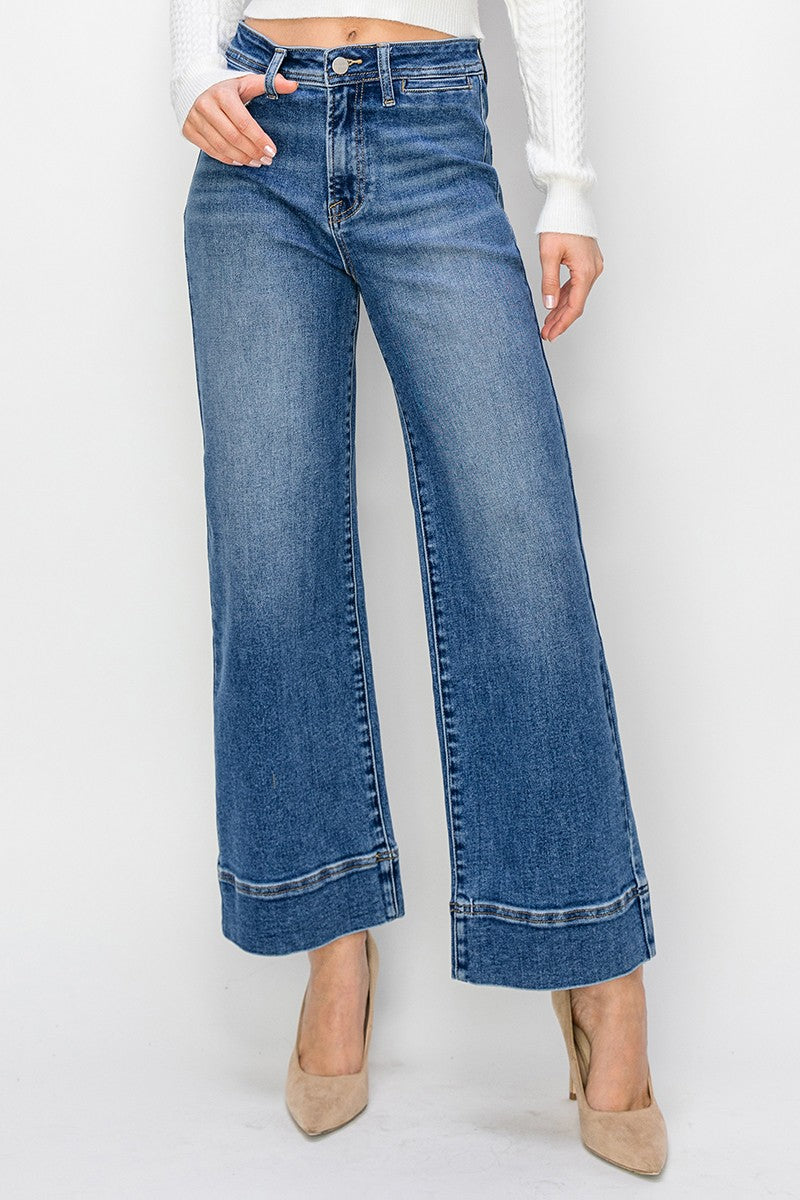 Risen Jeans | High Rise Crop Wide Front Pocket