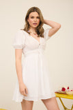 Plunging V-Neck Bow Front Dress | Off White
