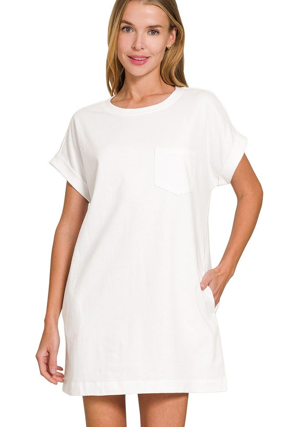Premium Cotton T-Shirt Dress | White