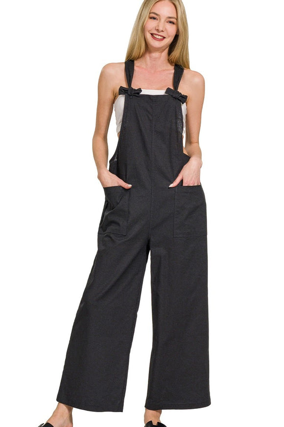Woven Knot Strap Overalls | Black