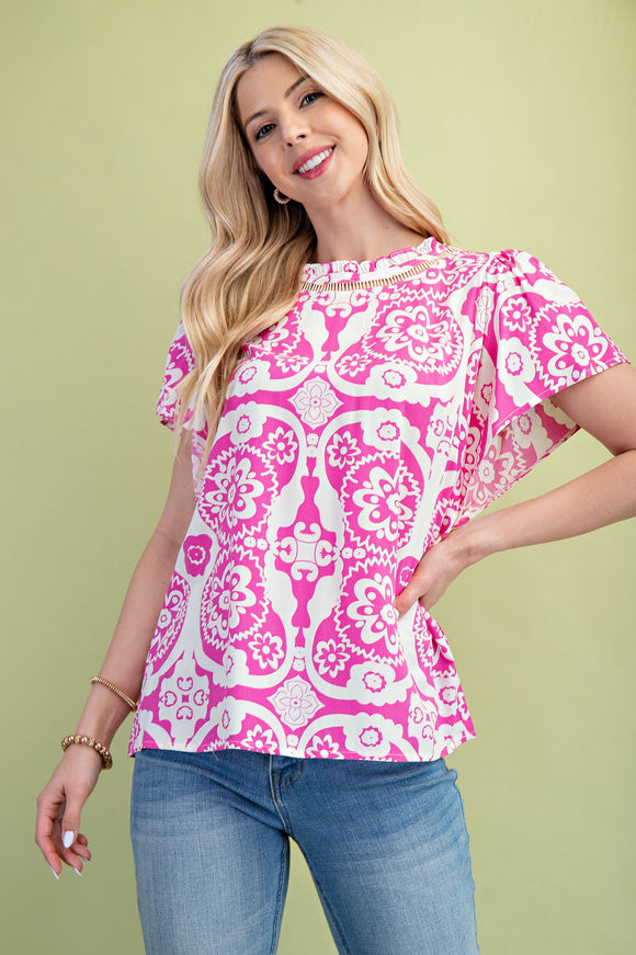 Medallion Keyhole Back Top | Fuchsia