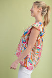 Abstract Flutter Sleeve Top | Multi