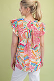 Abstract Flutter Sleeve Top | Multi