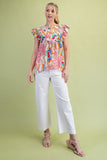 Abstract Flutter Sleeve Top | Multi