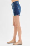 Risen Denim Shorts | High Rise Mid Thigh Distressed