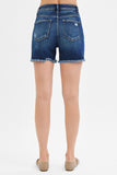 Risen Denim Shorts | High Rise Mid Thigh Distressed