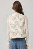 Quilted Embroidered Detailed Vest | Natural