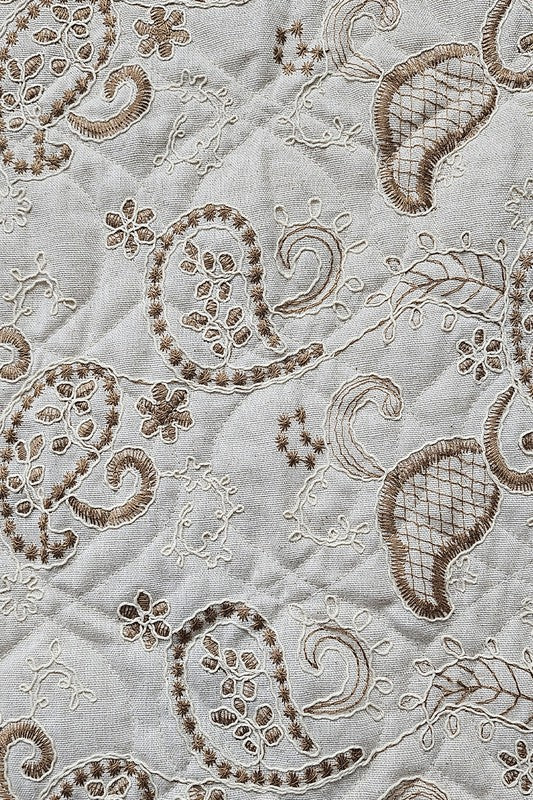 Quilted Embroidered Detailed Vest | Natural