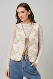 Quilted Embroidered Detailed Vest | Natural