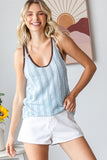 Textured Racerback Tank Top | Blue