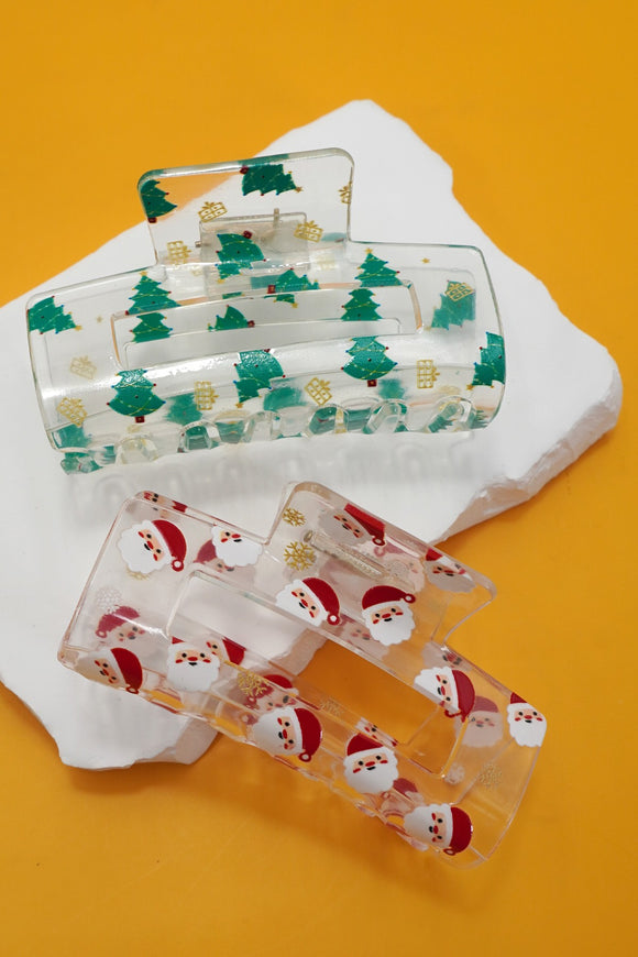 Christmas Clear Hair Claw Clip