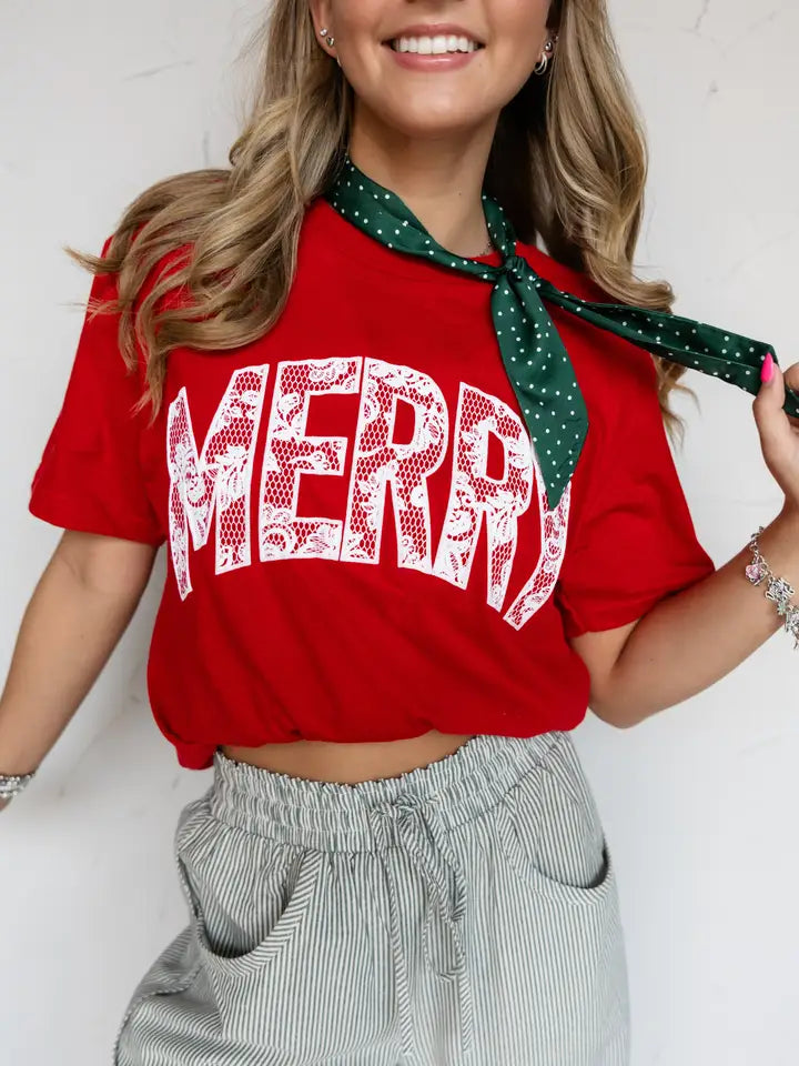 Merry Lace Tee | Red