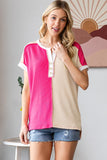 Color block Button Hi Low Top | Hot Pink
