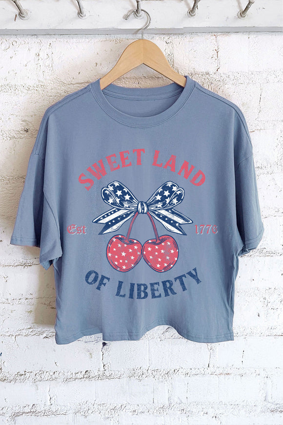 Sweet Land Of Liberty Midi Crop Tee | Indigo Blue