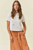 Cowgirl Embroidered Crop Top | Ivory