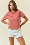 Cowgirl Embroidered Crop Top | Terra Cotta