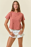 Cowgirl Embroidered Crop Top | Terra Cotta