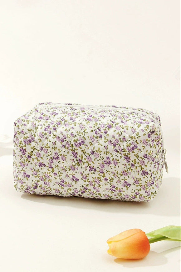 Ditsy Floral Quilted Cosmetic Bag | Lavender