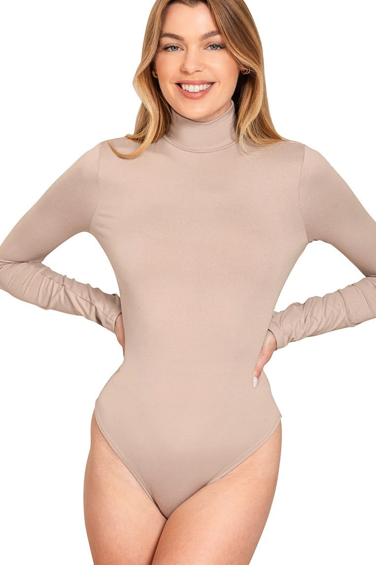 Mock Neck Long Sleeve Bodysuit | Ash Mocha