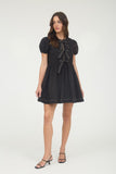 Bow Detail Puff Sleeve Dress | Black