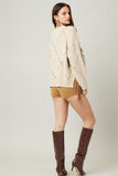 Braided Leather Tassel Knit Sweater | Natural
